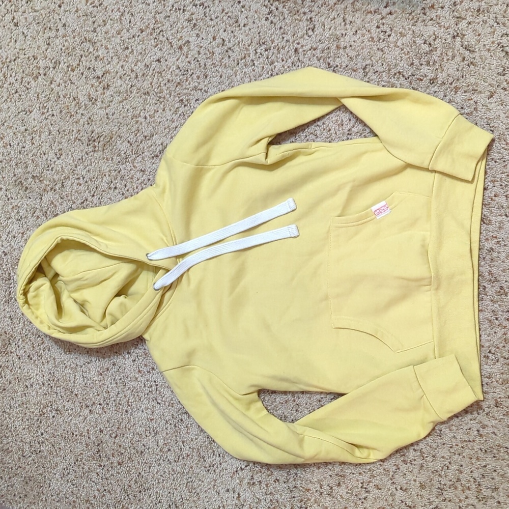 Women's Urban Look Yellow Hooded Sweatshirt, Size Medium
